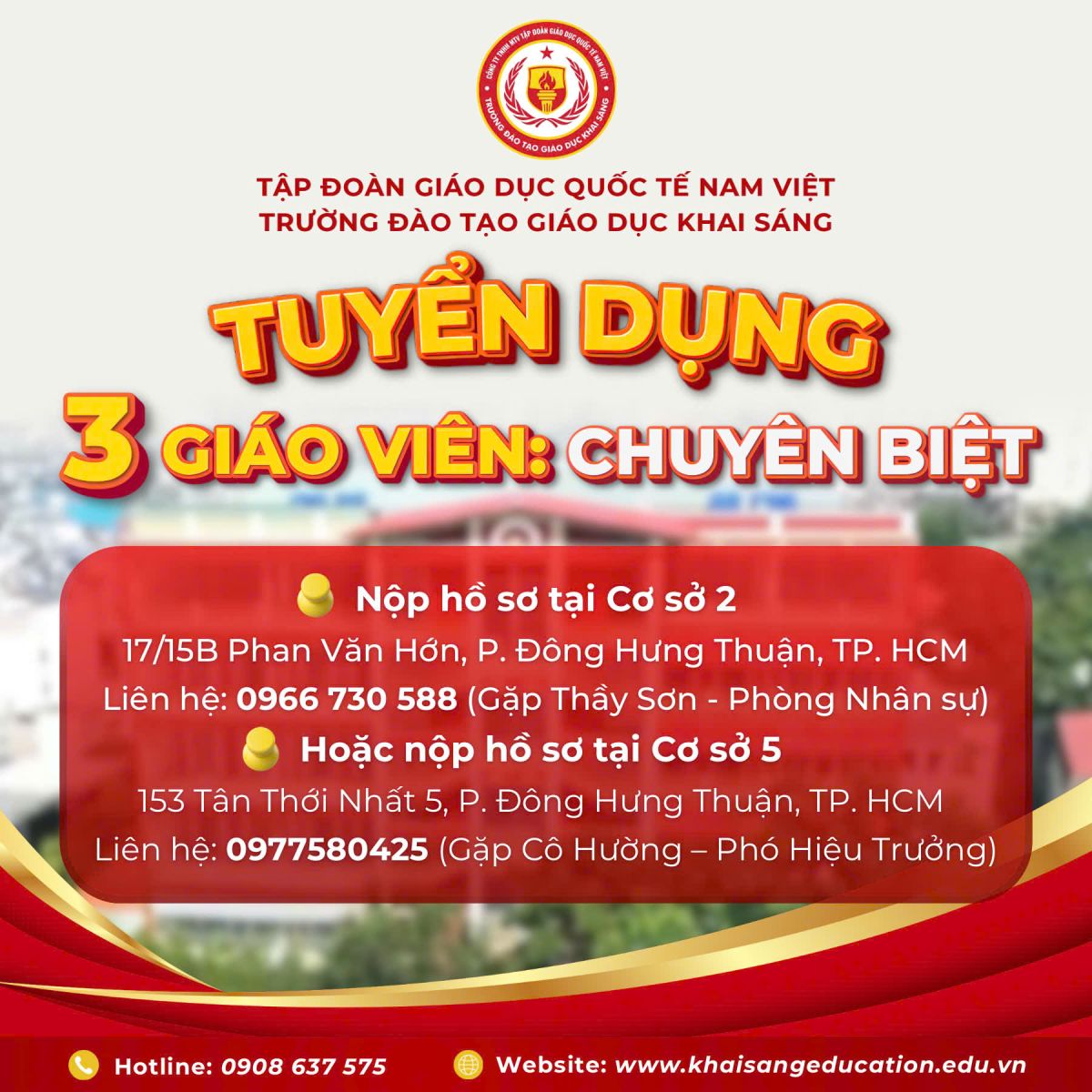 TH&Ocirc;NG B&Aacute;O TUYỂN DỤNG GI&Aacute;O VI&Ecirc;N NĂM HỌC 2026-2027